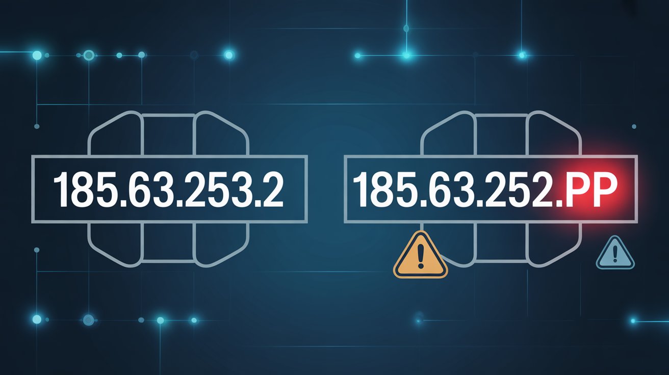 185.63.253.2pp IP address format comparison showing standard IPv4 structure versus non-standard pp suffix anomaly