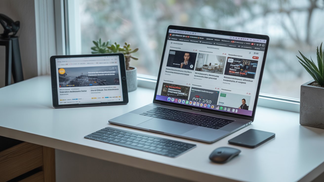 Ksözcü's digital journalism platform accessed through modern devices in contemporary workspace environment